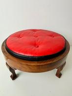 Voetenbank - Queen Anne hocker / poef - Hout, Leder