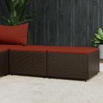 vidaXL Voetensteunen 2 st met kussens poly rattan bruin, Tuin en Terras, Verzenden, Nieuw, Rotan