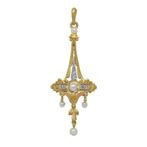 Hanger - 18 karaat Geel goud Diamant (Natuurlijk) - Parel -