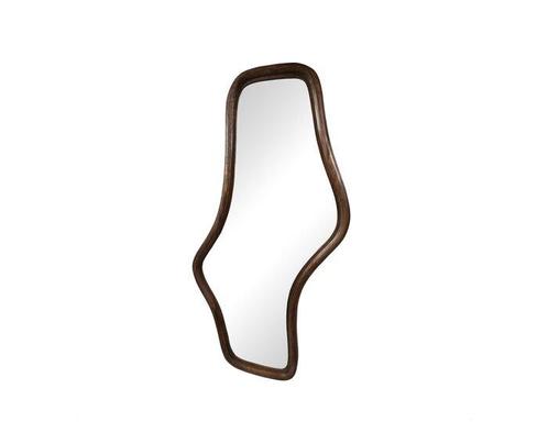 Spiegel Wavy mangohouten lijst 121x62 cm - Walnoot, Huis en Inrichting, Woonaccessoires | Spiegels, Nieuw, Ophalen of Verzenden