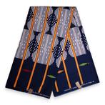Afrikaanse stof - Blauw OT-3005 - Poly, Hobby en Vrije tijd, Stoffen en Lappen, Ophalen of Verzenden, Nieuw