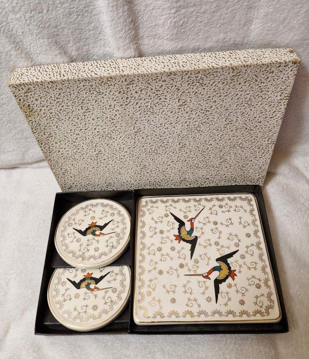 Longwy - Flessenonderzetter (3) - L envol - Aardewerk, Antiek en Kunst, Antiek | Glas en Kristal