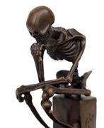 Beeldje - A bronze thinker - Brons, Marmer