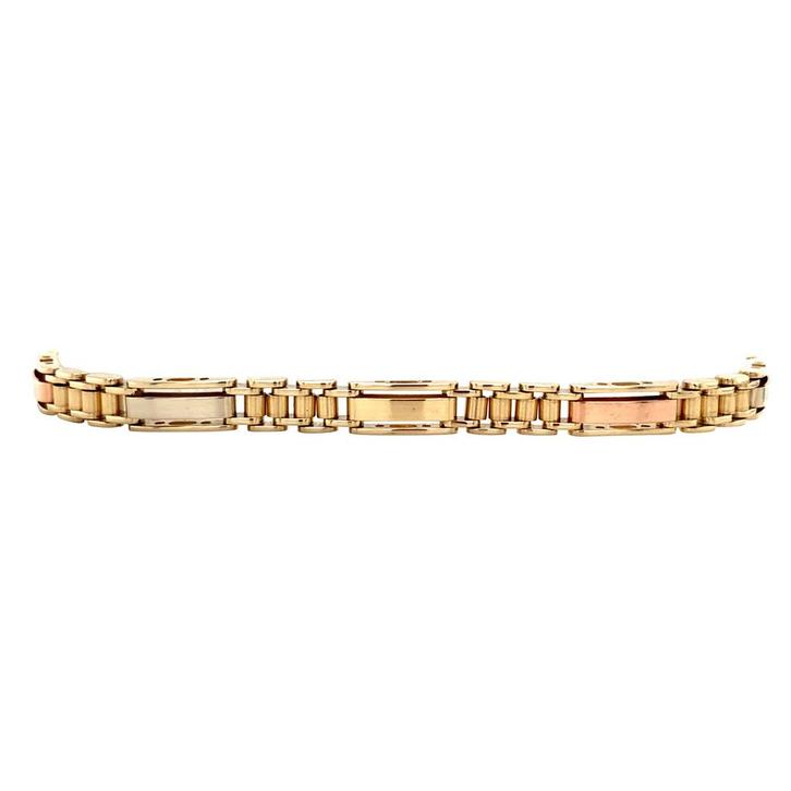 Tricolour gouden armband 22 cm 18 karaat, Sieraden, Tassen en Uiterlijk, Armbanden, Goud, Zo goed als nieuw, Verzenden