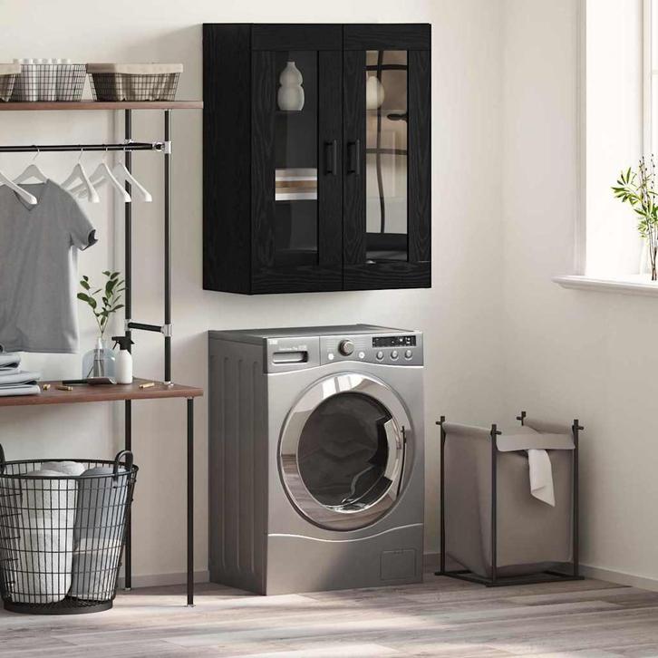 vidaXL Dressoir Zwart 69.5 x 34 x 90 cm Bewerkt hout, Huis en Inrichting, Kasten | Dressoirs, Nieuw, Minder dan 50 cm, Overige houtsoorten