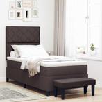 vidaXL Boxspring bed met matras Donkerbruin 90 x 200 cm Stof, Huis en Inrichting, Slaapkamer | Bedden, Verzenden, Nieuw, Bruin
