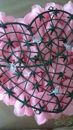 Hart autodecoratie zijden bloemen roze met zuignappen 45x40, Hobby en Vrije tijd, Ophalen of Verzenden, Nieuw