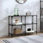 vidaXL Wandtafel met zwart glazen blad 118,5x30x81 cm staal, Verzenden, Nieuw, Metaal, 100 tot 150 cm