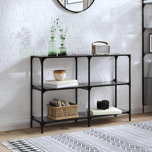 vidaXL Wandtafel met zwart glazen blad 118,5x30x81 cm staal, Huis en Inrichting, Tafels | Salontafels, 100 tot 150 cm, Nieuw, Metaal