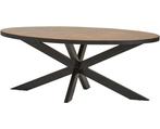 Eettafel Mangohout visgraat ovaal met metalen rand 180x100, Huis en Inrichting, Tafels | Eettafels, Ophalen of Verzenden, Nieuw