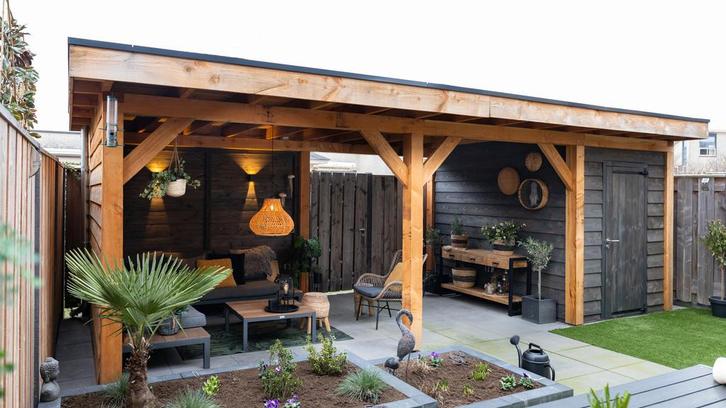 Douglas plat dak met schuur 800x300cm Getelo, Tuin en Terras, Overkappingen, Ophalen of Verzenden