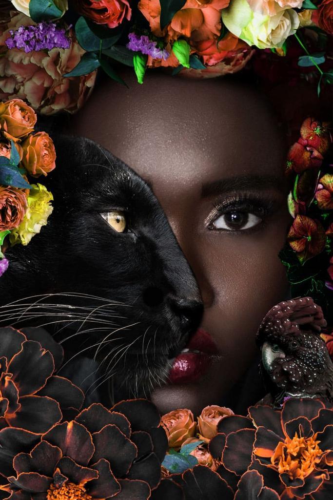 Glasschilderij Vrouw met Panter | 569, Huis en Inrichting, Woonaccessoires | Overige, Nieuw, Ophalen of Verzenden