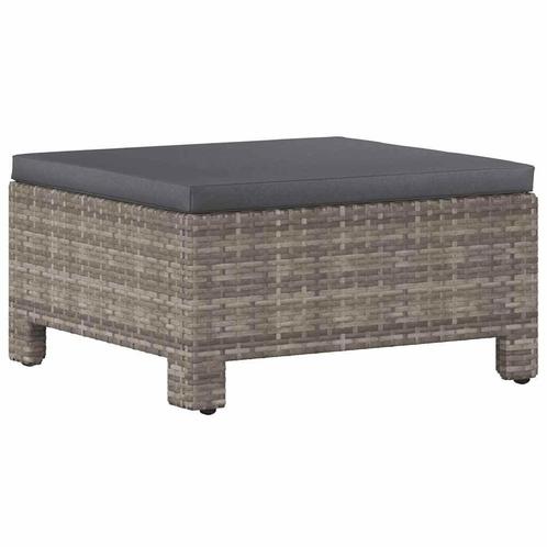 Grijze Rattan Voetenbank met Kussen | Tweedekansje | Tuin..., Huis en Inrichting, Banken | Voetenbanken en Poefen, 50 tot 75 cm