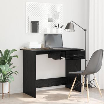 vidaXL Bureau met lade Zwart eiken 100 x 50 x 76 cm Bewerkt beschikbaar voor biedingen