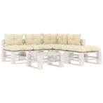 vidaXL 6-delige Loungeset met crèmekleurige kussens pallet