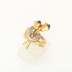 Ring - 18 karaat Geel goud Diamant (Natuurlijk) - Robijn, Sieraden, Tassen en Uiterlijk, Ringen, Nieuw