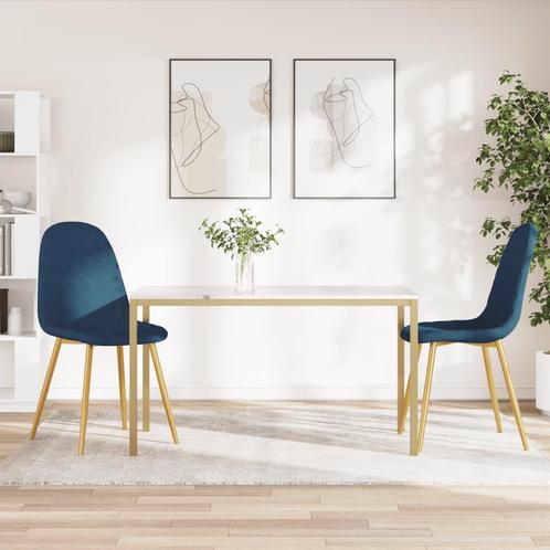 vidaXL Eetkamerstoelen 2 st fluweel blauw, Huis en Inrichting, Stoelen, Blauw, Nieuw, Verzenden