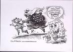 Pentekening Amerika - Spongebob (lijst optie, Tekeningen), Antiek en Kunst, Verzenden