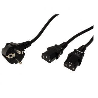 C13 kabel | Roline | 2 meter (2 x C13, Haaks, Zwart), Computers en Software, Pc- en Netwerkkabels, Nieuw, Verzenden