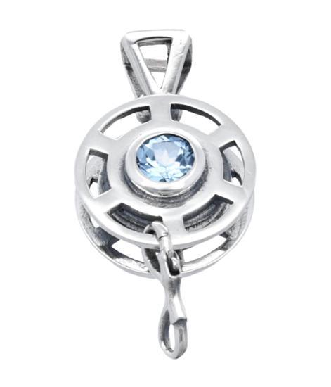 Zilveren Duik reel met blauw kristal kettinghanger, Sieraden, Tassen en Uiterlijk, Kettinghangers, Verzenden