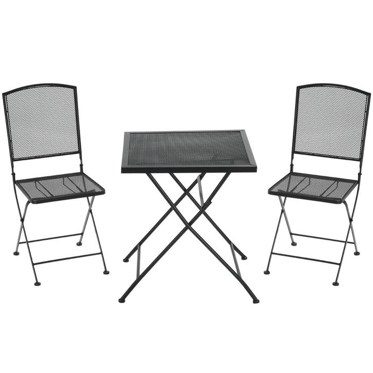 TRUUSK Tuin Zitgroep Bistro-Set 3 Personen - Metaal Grijs -, Tuin en Terras, Tuinstoelen, Nieuw, Verzenden