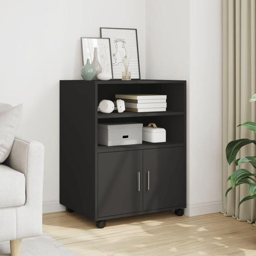 vidaXL Rolkast 60x48x81 cm bewerkt hout zwart, Huis en Inrichting, Kasten | Roldeurkasten en Archiefkasten, Nieuw, Verzenden