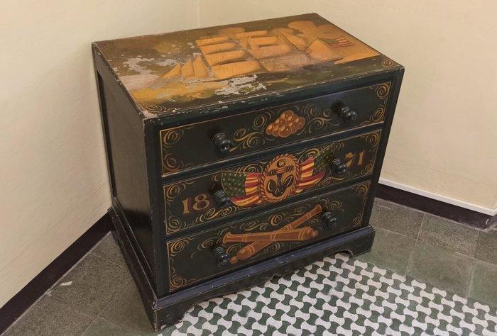 Ladekast - Hout - handgemaakt versierd, Antiek en Kunst, Curiosa en Brocante