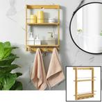 Hangend badkamerrek van bamboe hout - Met 2 legplanken en 4, Nieuw, Verzenden