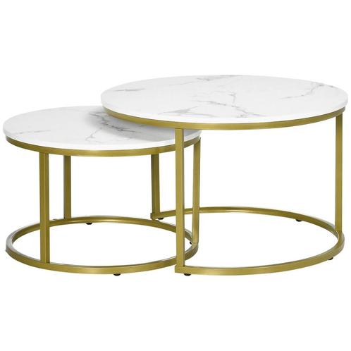 TRUUSK 2-delige Set Salontafel, Ronde Bijzettafel, Koffietaf, Huis en Inrichting, Tafels | Salontafels, Nieuw, Verzenden