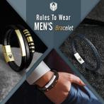 Leren Herenarmband - Gevlochten Leer en Roestvrijstaal -, Sieraden, Tassen en Uiterlijk, Armbanden, Verzenden, Nieuw