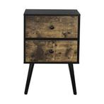 Nachtkastje met 2 lades 60x40x29,5 cm houtkleurig en zwart, Verzenden, Nieuw