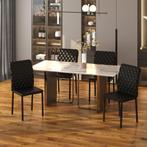 TRUUSK 4-delige Set Eetkamerstoelen Met Gestoffeerde Keukens, Huis en Inrichting, Verzenden, Nieuw