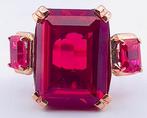 Zonder Minimumprijs - Ring - 9 kt. Roségoud, Zilver Robijn, Nieuw