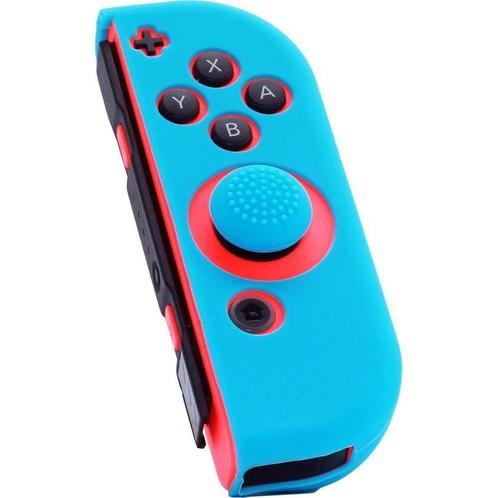 Joy Con Controller Silicone Skin - Rechts - Blauw + Grips -, Spelcomputers en Games, Games | Overige, Zo goed als nieuw, Ophalen of Verzenden