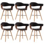 vidaXL Eetkamerstoelen 6 st kunstleer en gebogen hout zwart, Huis en Inrichting, Stoelen, Verzenden, Nieuw, Zwart