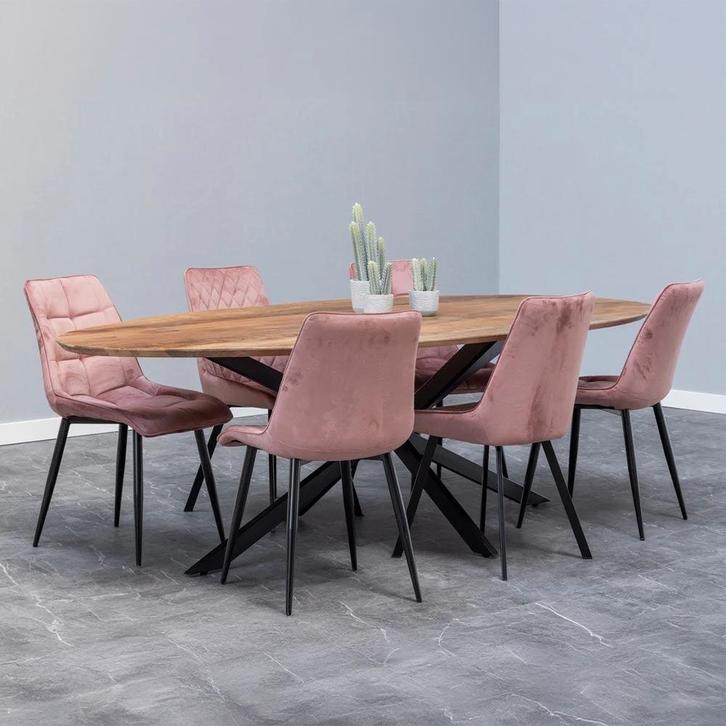 Mangohouten Eettafel Ovaal Julia 260x120 cm (2,5 cm), Huis en Inrichting, Tafels | Eettafels, 100 tot 150 cm, 200 cm of meer, Ovaal