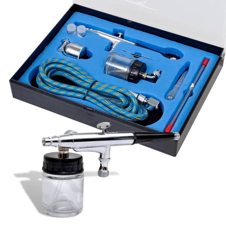 vidaXL Airbrush set met glazen beker 0,2 / 0,3 / 0,5 mm, Doe-het-zelf en Verbouw, Gereedschap | Handgereedschap, Nieuw, Verzenden