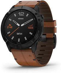 Garmin Fenix 6X Sapphire 51 mm zwart met een bruine leren, Telecommunicatie, Mobiele telefoons | Toebehoren en Onderdelen, Zo goed als nieuw