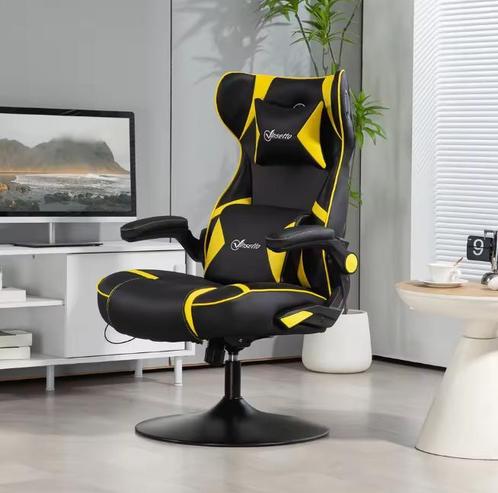 Nieuw: Gamingstoel Ergonomisch – Bluetooth Geel Zwart Game, Huis en Inrichting, Bureaustoelen, Bureaustoel, Geel, Nieuw, Ergonomisch