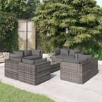 vidaXL 9-delige Loungeset met kussens poly rattan grijs, Verzenden, Nieuw, Rotan, Loungeset