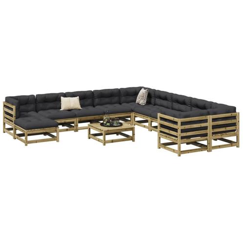 vidaXL 12-delige Loungeset geïmpregneerd grenenhout, Tuin en Terras, Tuinsets en Loungesets, Loungeset, Nieuw, Verzenden