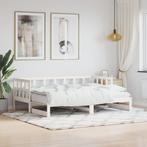 vidaXL Slaapbank met onderschuifbed 90x190 cm massief, 90 cm, Eenpersoons, Verzenden, Wit