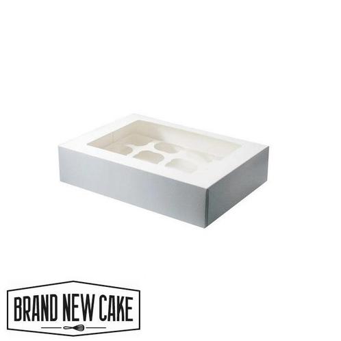 Cupcake Doosje 12 Wit (incl. tray met venster) 25st., Hobby en Vrije tijd, Taarten en Cupcakes maken, Nieuw, Verzenden