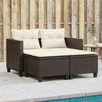 vidaXL Tuinbank 2-zits met voetenbanken poly rattan bruin, Tuin en Terras, Verzenden, Nieuw, Rotan
