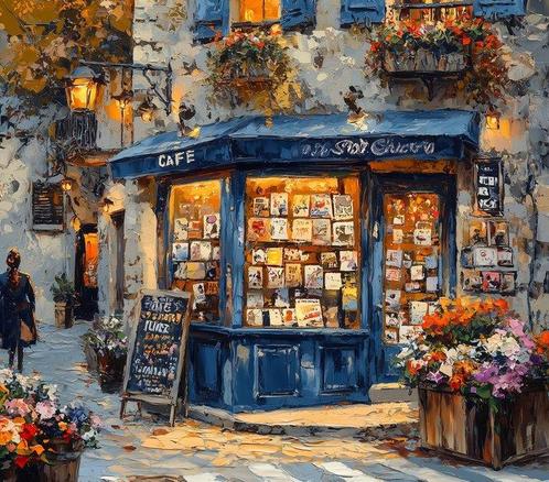 Irina Collins - Coffee Between Books XL · NO Reserve, Antiek en Kunst, Kunst | Schilderijen | Modern