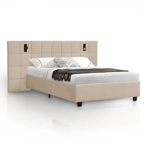 Gestoffeerd Bed Luzano - 140x200cm - Fluweel - Incl. Leeslam, Huis en Inrichting, Slaapkamer | Bedden, Nieuw, Verzenden