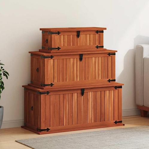 vidaXL Opbergkisten 3 st massief acaciahout, Huis en Inrichting, Woonaccessoires | Kisten, Nieuw, Verzenden