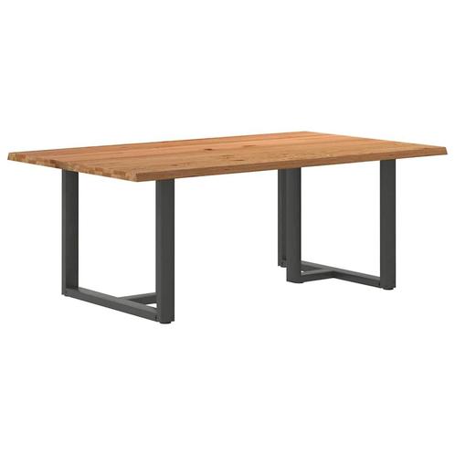 vidaXL Eettafel met natuurlijke rand massief eikenhout, Huis en Inrichting, Tafels | Eettafels, Nieuw, Verzenden