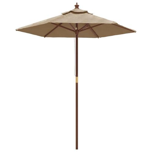 Grote Taupe Parasol - Hout - Tweedekansje - Tuin Musthave!, Tuin en Terras, Parasols, 1 tot 2 meter, Nieuw, Stokparasol, Ophalen of Verzenden
