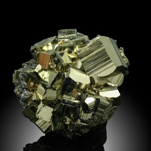 Glanzende perfecte gouden pracht pyriet met sphaleriet, Verzamelen, Mineralen en Fossielen